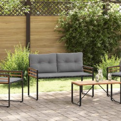 Banc à couches en bois avec coussin Gris clair 114 x 55 x 77 cm 550004550004