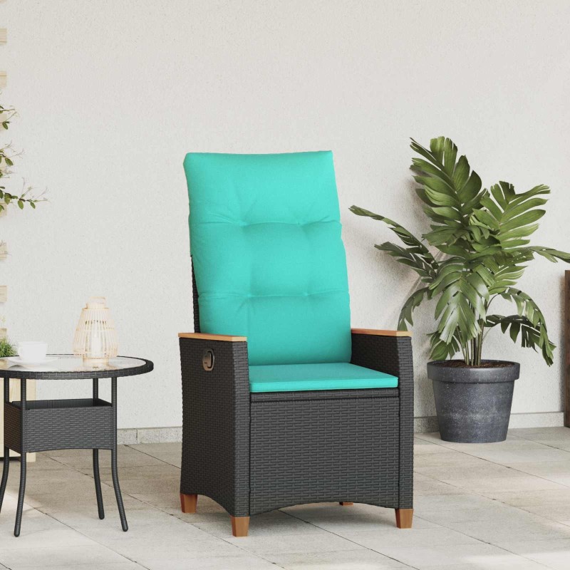 Chaise de jardin inclinable Noir et turquoise polyrotin 550014550014