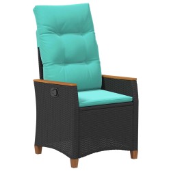 Chaise de jardin inclinable Noir et turquoise polyrotin 550014550014