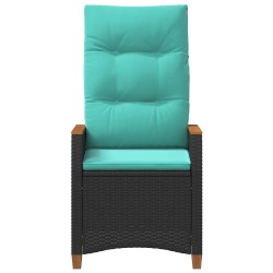Chaise de jardin inclinable Noir et turquoise polyrotin 550014550014