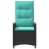 Chaise de jardin inclinable Noir et turquoise polyrotin 550014550014