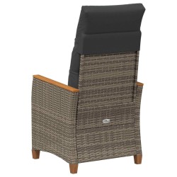 Chaise de jardin inclinable Gris et bleu marine polyrotin 550018550018