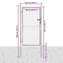 Portail de jardin en acier galvanisé 100 x 150 cm argenté 550064550064