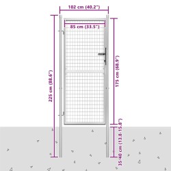 Portail de jardin en acier galvanisé 100 x 175 cm argent 550065550065