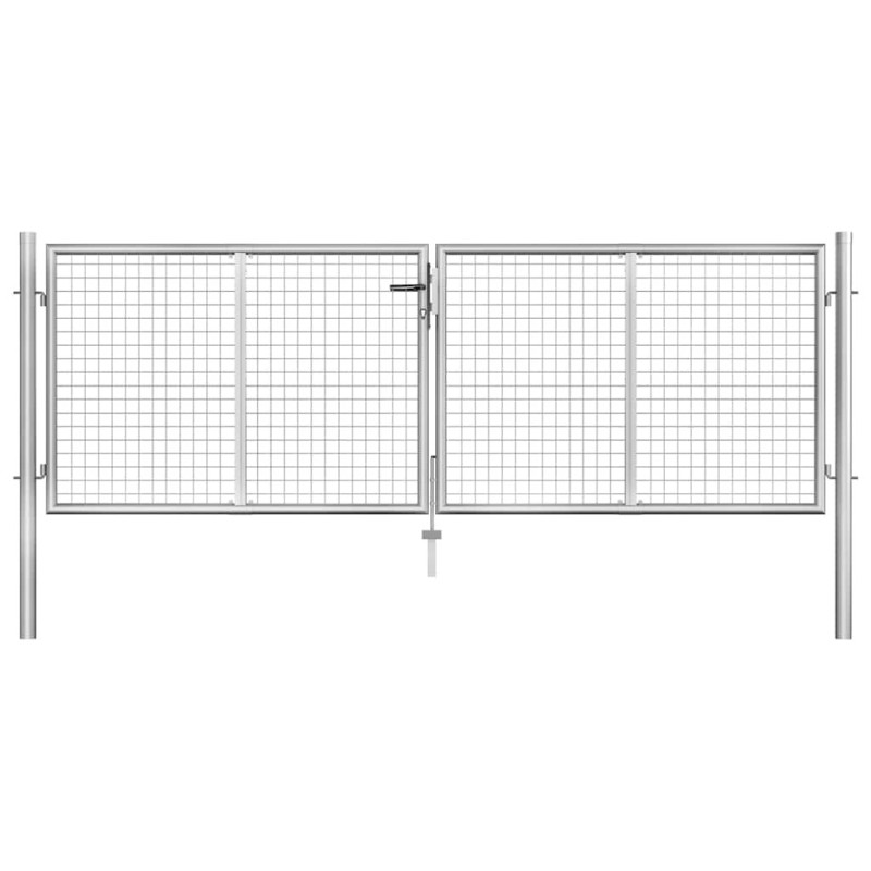 Portail de jardin en acier galvanisé 300 x 75 cm argent 550067550067