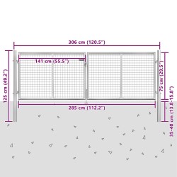 Portail de jardin en acier galvanisé 300 x 75 cm argent 550067550067