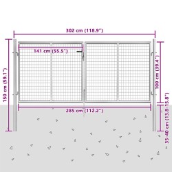 Portail de jardin en acier galvanisé 300 x 100 cm argenté 550069550069