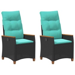 Chaise de jardin inclinable Noir et turquoise polyrotin 550089550089