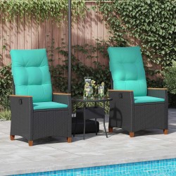 Chaise de jardin inclinable Noir et turquoise polyrotin 550089550089