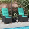 Chaise de jardin inclinable Noir et turquoise polyrotin 550089550089