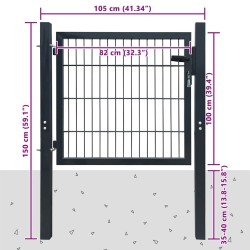 Portail de clôture en acier anthracite 100x100 cm 550094550094