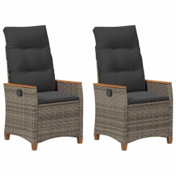 Chaise de jardin inclinable Gris et Gris foncé polyrotin 550095550095