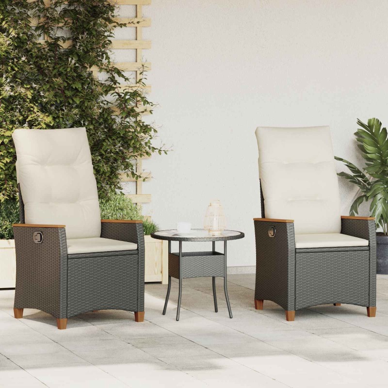 Chaise de jardin inclinable Noir et Crème 64 x 57,5 x 112 cm 550097550097