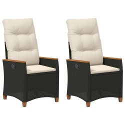 Chaise de jardin inclinable Noir et Crème 64 x 57,5 x 112 cm 550097550097