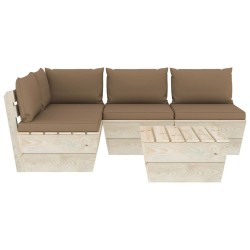 Salon de jardin palette 5 pcs avec coussins bois d'épicéa 550116550116