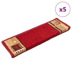 Tapis d'escalier autoadhésifs 5 pcs 65x21x4 cm Rouge 550126550126