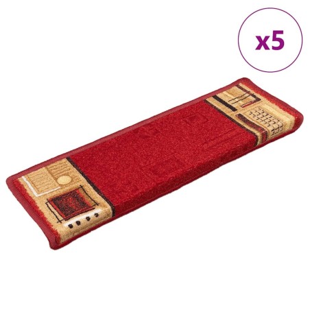 Tapis d'escalier autoadhésifs 5 pcs 65x21x4 cm Rouge 550126550126