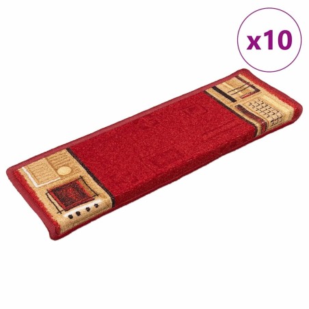 Tapis d'escalier autoadhésifs 10 pcs 65x21x4 cm Rouge 550129550129