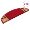Tapis d'escalier autoadhésifs 10 pcs 65x21x4 cm Rouge 550140550140