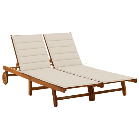 Chaise longue de jardin 2 places avec coussins Acacia solide 550147550147