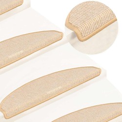 Tapis d'escalier 15 pièces 65 x 21 x 4 cm Crème Demi-rond Grand 550183550183