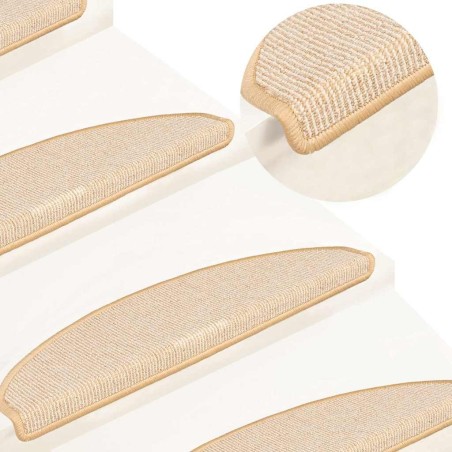 Tapis d'escalier 15 pièces 65 x 21 x 4 cm Crème Demi-rond Grand 550183550183