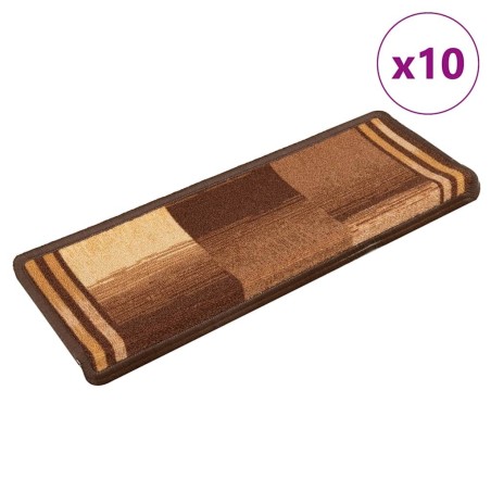 Tapis d'escalier autoadhésifs 10 pcs 65x21x4 cm Marron 550184550184