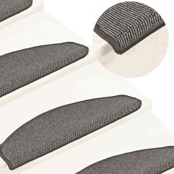 Tapis d'escalier 15 pièces 65 x 21 x 4 cm Gris Demi-rond Grand 550185550185