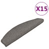 Tapis d'escalier 15 pièces 65 x 21 x 4 cm Gris Demi-rond Grand 550185550185