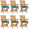 Chaises de jardin avec coussins bleu clair lot de 6 Teck massif 550190550190