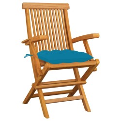 Chaises de jardin avec coussins bleu clair lot de 6 Teck massif 550190550190