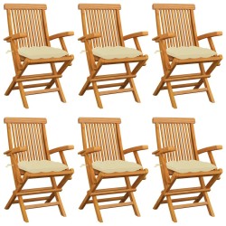 Chaises de jardin et coussins blanc crème lot de 6 Teck massif 550196550196
