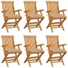 Chaises de jardin avec coussins beige lot de 6 Bois teck massif 550197550197