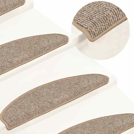 Tapis d'escalier 15 pièces 65 x 21 x 4 cm Marron Demi-rond Grand 550202550202
