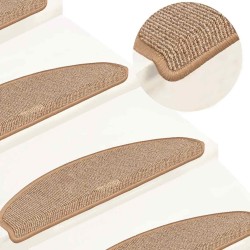 Tapis d'escalier 15 pièces 65 x 21 x 4 cm Marron clair Demi-rond Grand 550209550209