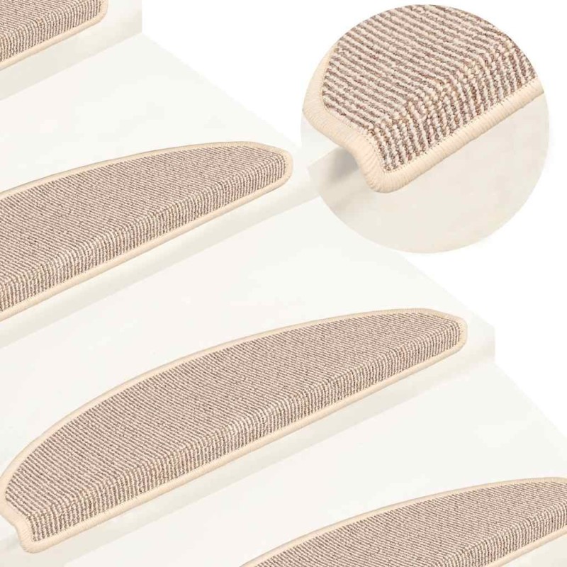 Tapis d'escalier 15 pièces 65 x 21 x 4 cm Blanc et marron Demi-rond Grand 550218550218