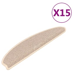 Tapis d'escalier 15 pièces 65 x 21 x 4 cm Blanc et marron Demi-rond Grand 550218550218