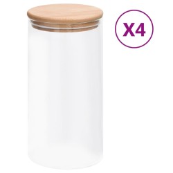 Pots de conservation en verre couvercle en bambou 4 pcs 1200 ml 550236550236