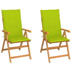 Chaises de jardin lot de 2 et coussins vert vif Teck massif 550237550237