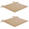 Chaises de jardin lot de 2 et coussins beige Bois teck massif 550249550249