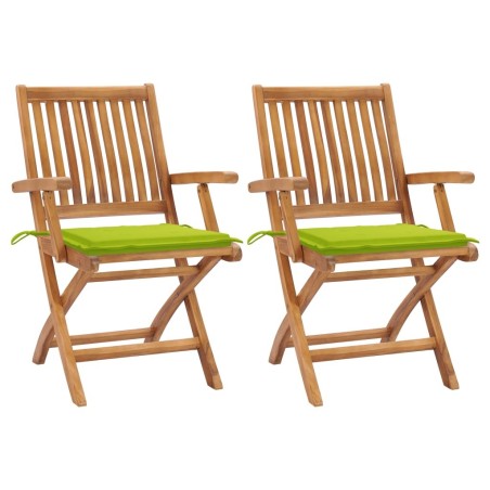 Chaises de jardin lot de 2 avec coussins vert vif Bois de teck 550272550272
