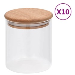 Pots de conservation en verre couvercle en bambou 10 pcs 600 ml 550287550287