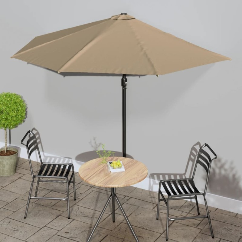 Parasol de balcon avec mât en aluminium Taupe 300x155 cm Demi 550299550299
