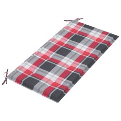 Banc de jardin avec coussin à carreaux rouge 112 cm Teck massif 550301550301
