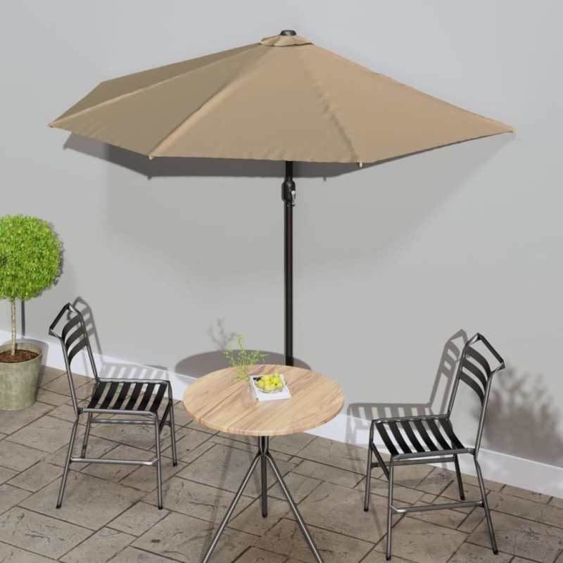 Parasol de balcon avec mât en aluminium Taupe 270x144 cm Demi 550302550302