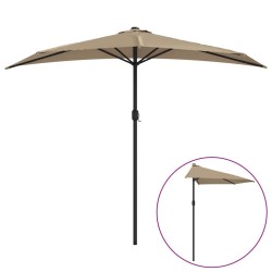 Parasol de balcon avec mât en aluminium Taupe 270x144 cm Demi 550302550302