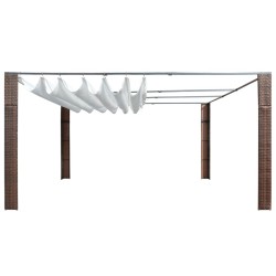 Tonnelle avec toit Résine tressée 400x400x200cm Marron et crème 550314550314