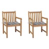 Chaises de jardin lot de 2 avec coussins à carreaux gris Teck 550323550323