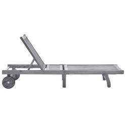 Chaise longue de jardin avec coussin Gris Bois d'acacia solide 550325550325