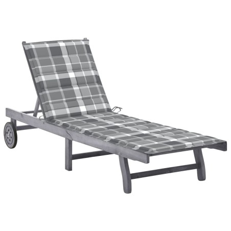 Chaise longue de jardin avec coussin Gris Bois d'acacia solide 550342550342